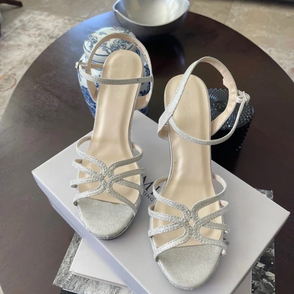 Glamorous Silver Strappy Heels